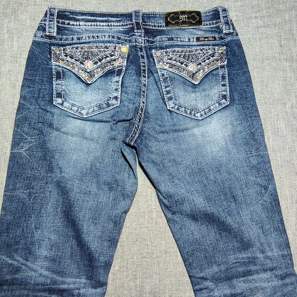 Miss Me Jeans Womens Size 29 Blue Chloe Boot Metallic Stitch Embellished M3327B - Picture 14 of 15